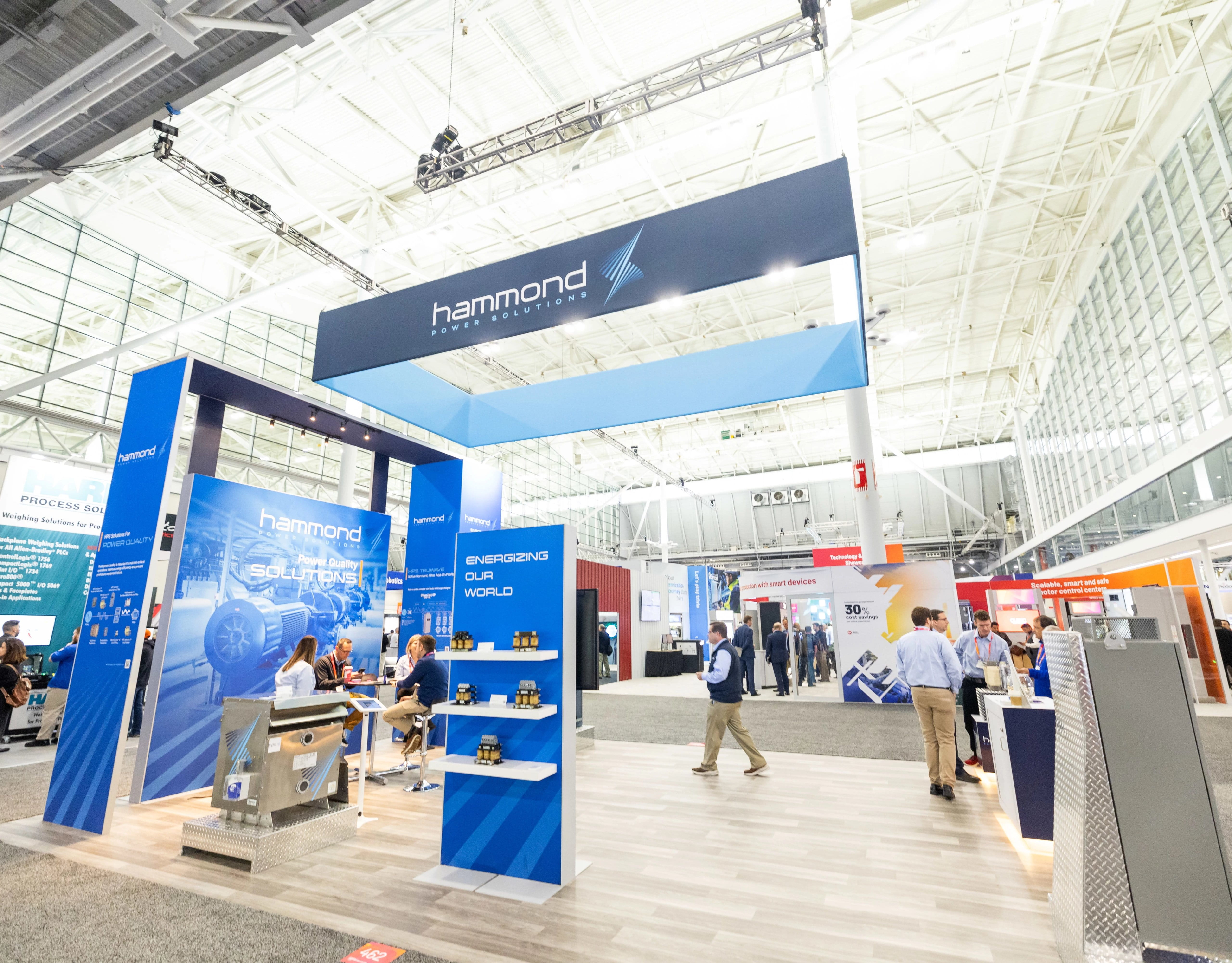 Automation Fair 2023 manufacturing technology partner showfloor booth. Hammond Power Solutions, HPS