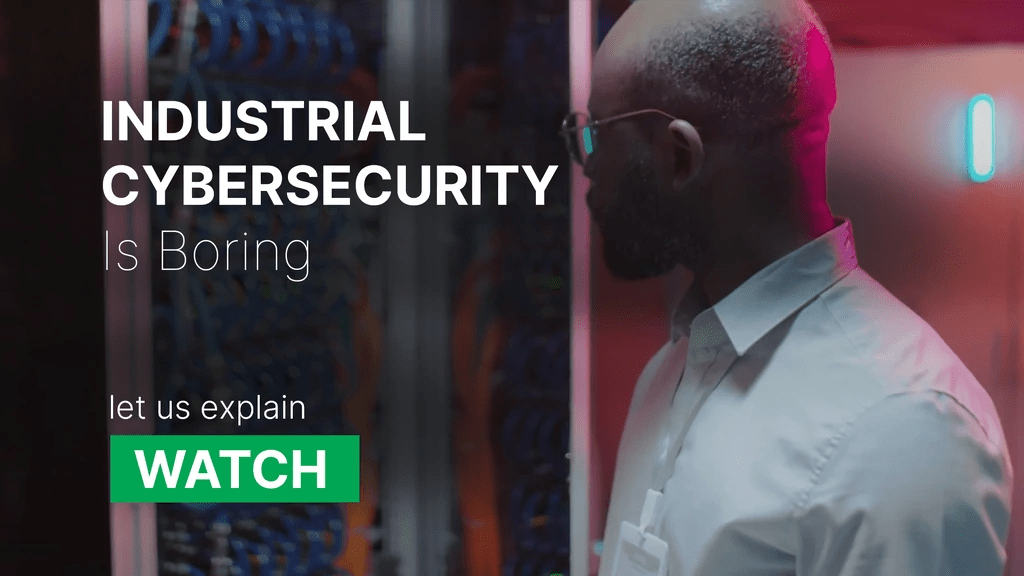 Industrial cybersecurity is boring ad graphic