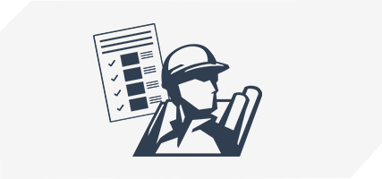 AIMM Services icon with person in hard hat and assessment report