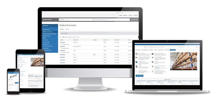 Screen with digital images of MyConnet on desktop, laptop, tablet and phone.